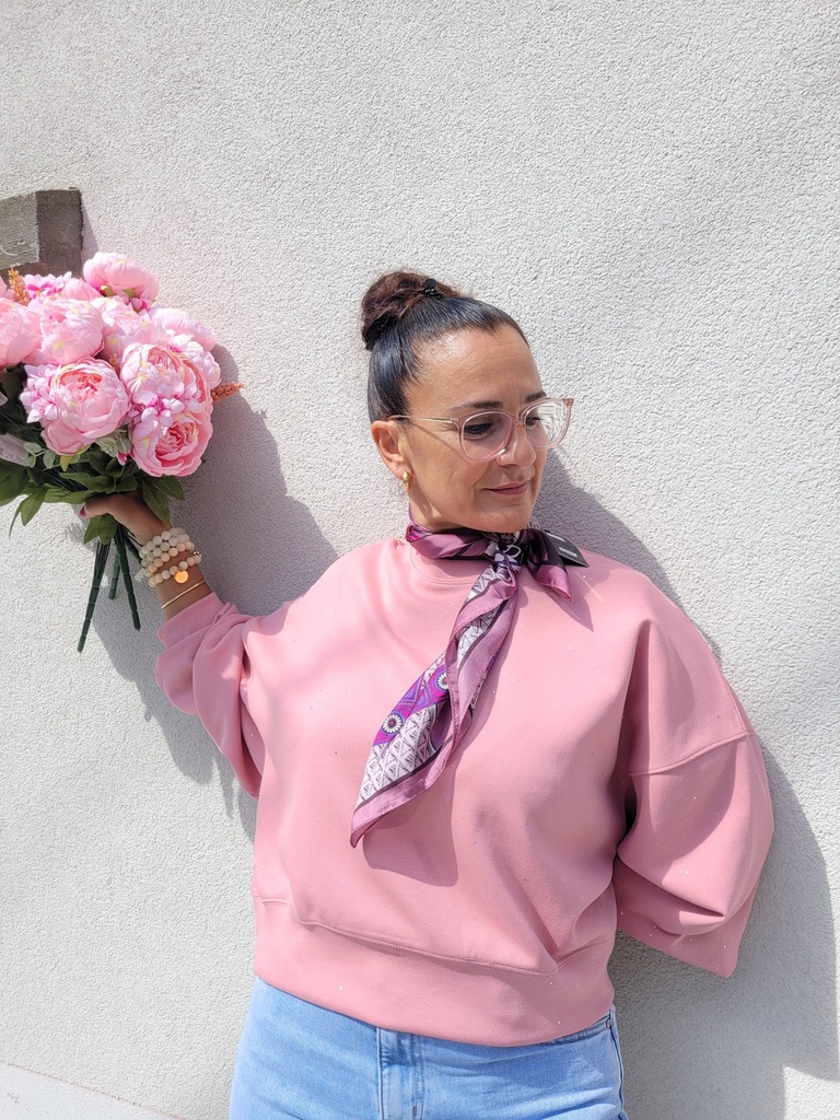 Pull paillettes LOREDANA – Rose 