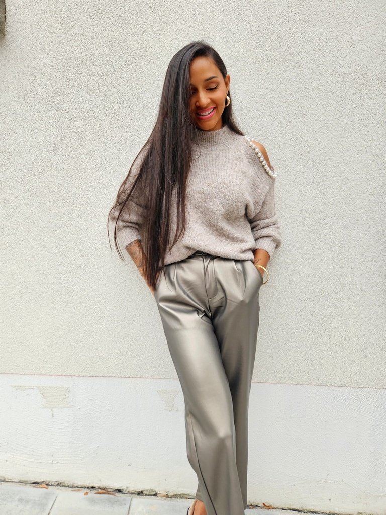 Pantalon Simili SINGAPORE - Taupe