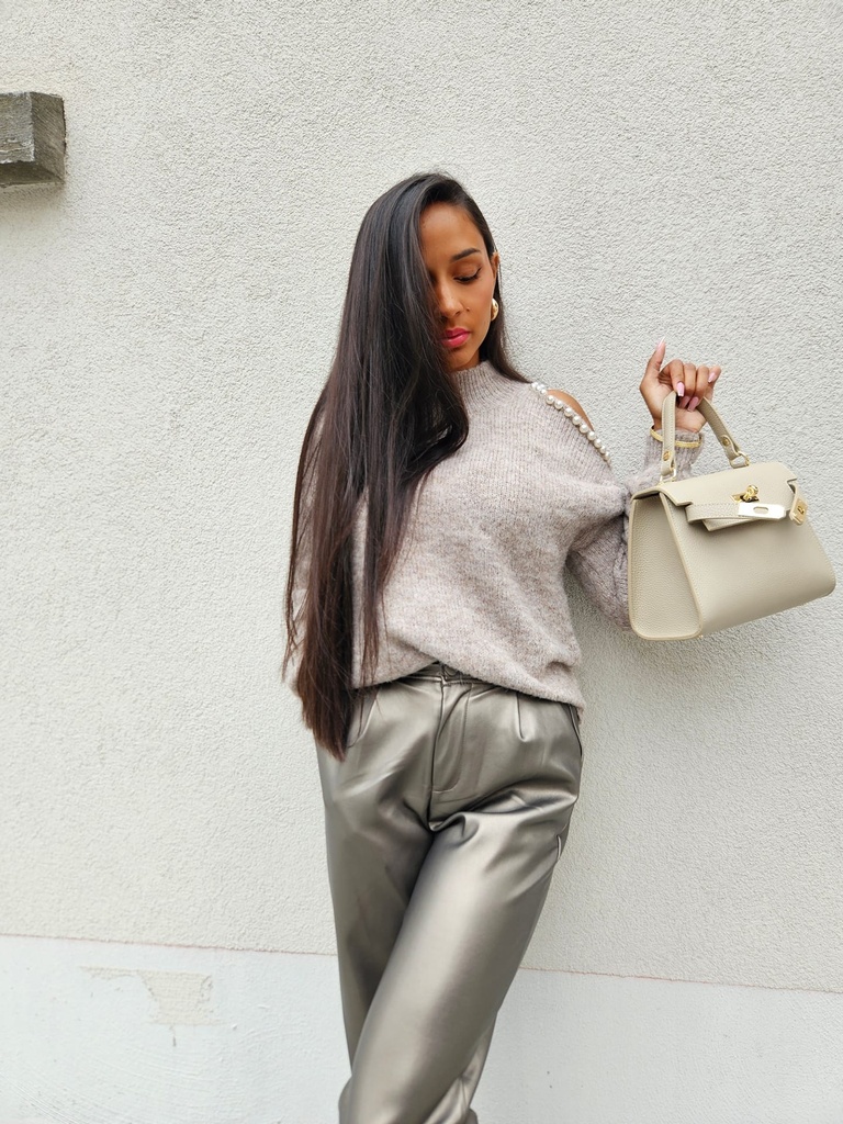 Pantalon Simili SINGAPORE - Taupe