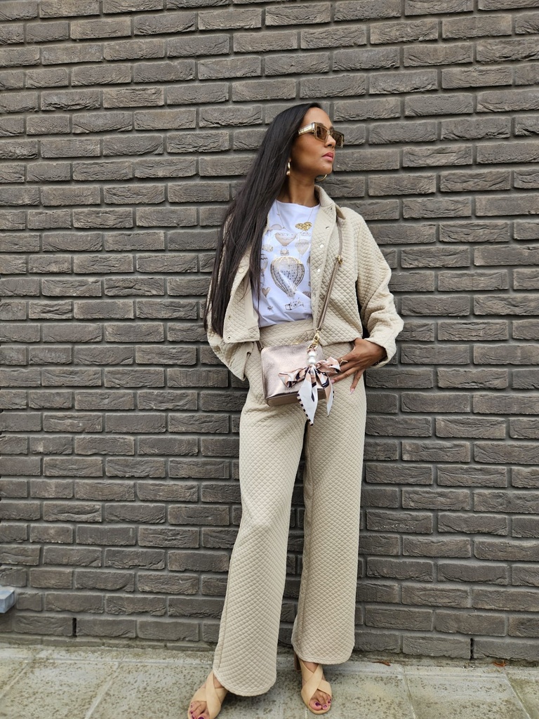 Ensemble decontracté - Beige gauffrette