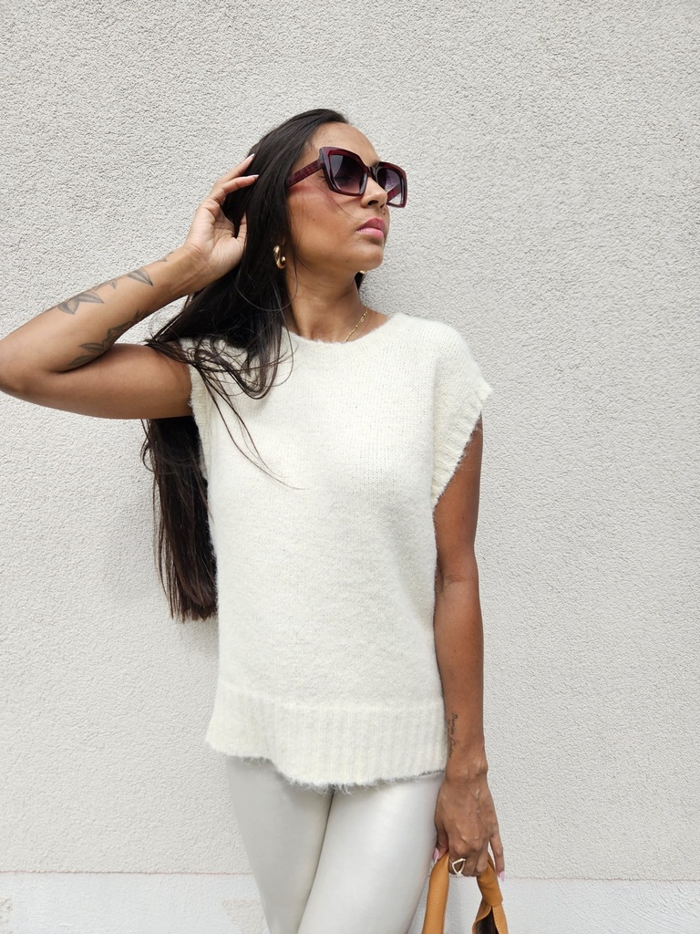 Pull VERONA sans manches - Ecru