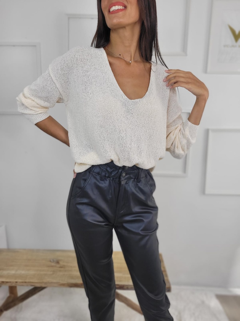 Pantalon Florette simili - Noir  
