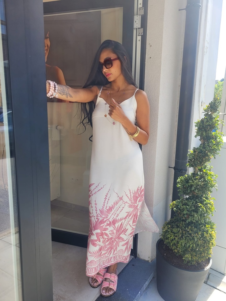 Robe JOYCE –  Ecru et Rose 