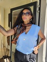 Blouse SIMONA – Blue linen 