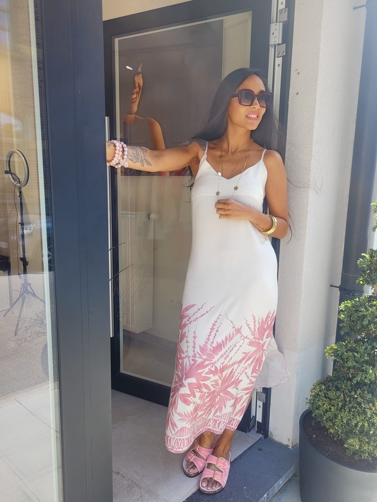 Robe JOYCE –  Ecru et Rose 