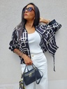 Veste satinée JOCELYNE – Noir et Blanc 