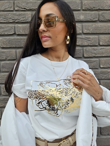 [20240819000023A] T-shirt LAURA – White and Gold 