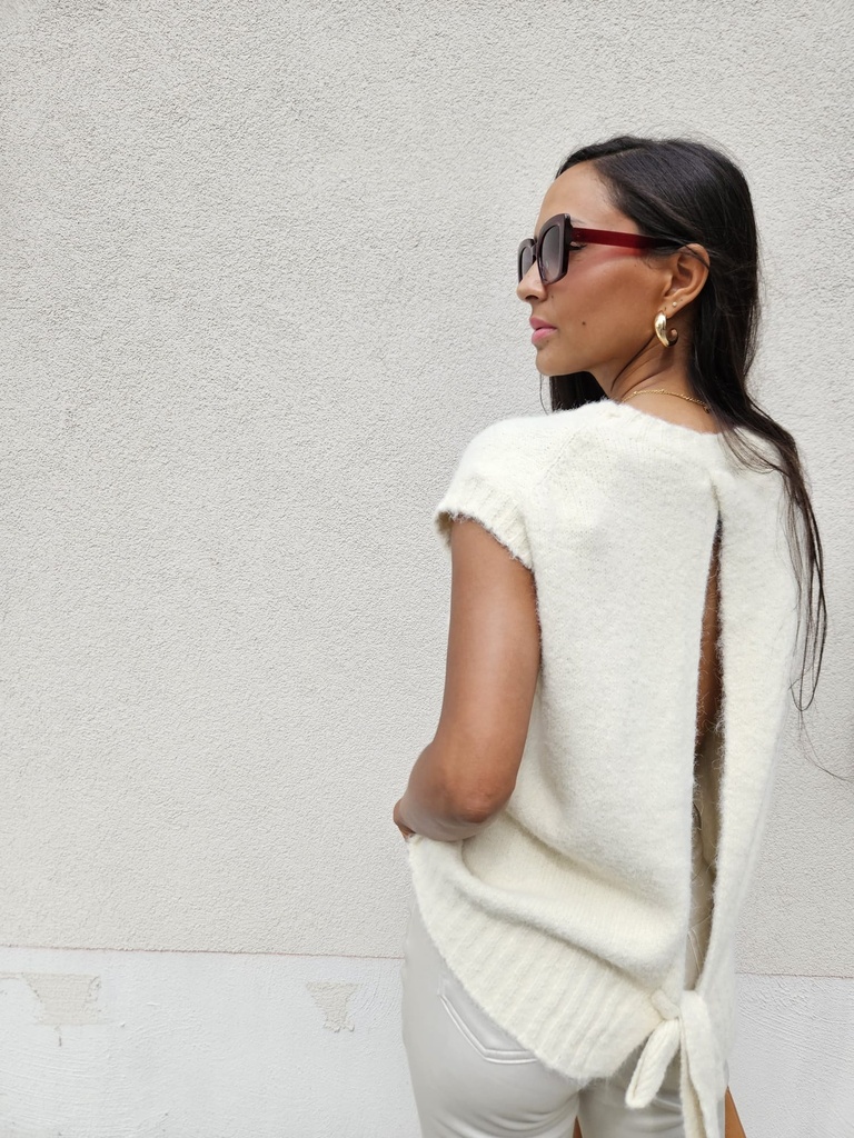 Pull VERONA sans manches - Ecru