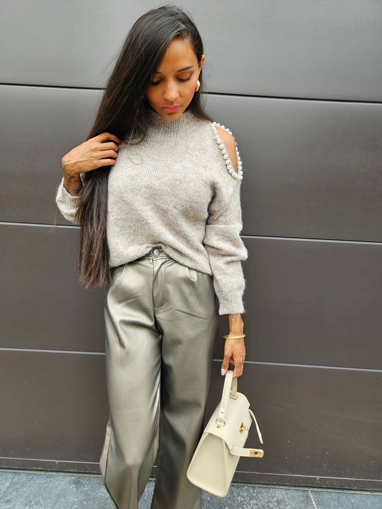 Pantalon Simili SINGAPORE - Taupe