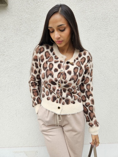 [20240927000001A] Cardigan OSTENDE Leopard
