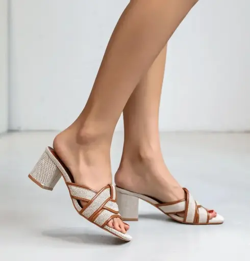 Sandales Camel et Beige